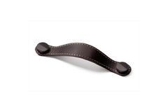 Greep Gela, boorafstand 128, L 150 mm, B 26 mm, H 3 mm, donkerbruin leer