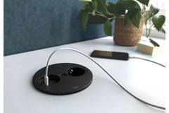 Twist2 rond noir mat b-f 1 prise + 2 usb a/c 22w 