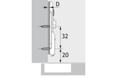 Lineaire montageplaat met directe hoogteverstelling, in obsidiaanzwart, Rijboring 20 x 32 mm, voor schroefbevestiging, dikte 3.0 mm