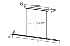 Pendel 150 Led RVS 1200mm 21W 240v 4000K 1920lm
