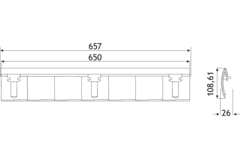 Flap kabelgeleiding horizontaal alu 650mm/7 el.
