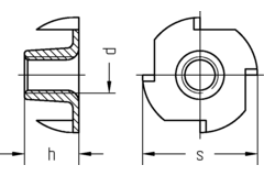 Inslagmoeren M6x9 ijzer blank
