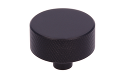 Knop 33mm alu geribbeld mat zwart