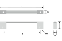 Poignee profile l.409mm (384) alu 