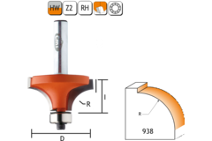 Holle radiusfrees zonder opstaande kant r=12,7 d=38,1 i=19