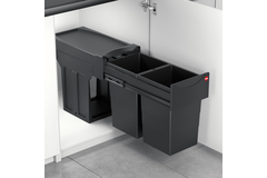 Poubelle hailo tandem iv 2x15l black edition extension totale - recycled