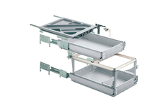 Containerset met (meer dan) volledig uittrekbare ladegeleiders, Inbouwdiepte (min.) 530 mm, Aluminiumkleurig