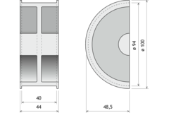 Schuifdeurgreep moon  40mm rvs
