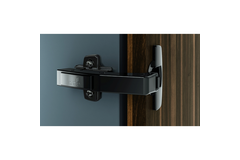 Charnière d’angle Sensys W90  sans fermeture automatique (Sensys 8669 W90), en noir obsidien, rentrant, Angle d'ouverture  95°, TH-schéma de perçage 52 x 5,5 mm, avec manchons à expansion (ø 10 x 11)