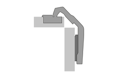 Intermat scharnier voor hoekkastvouwdeuren veerloos (Intermat 9930), opliggend, Openingshoek 50° / 65°, TH-boorbeeld 52 x 5,5 mm, voor schroefbevestiging (-)