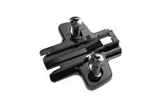 Plaque de montage cruciforme avec réglage en hauteur par trou oblong, en noir obsidien, Rangée de perçages 37 X 32 mm, avec vis Euro (pour perçages de ø 5 x 12 mm), distance 0.0 mm