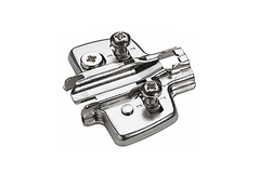 Kruismontageplaat met directe hoogteverstelling, vernikkeld, Rijboring 37 x 32 mm, met euroschroeven (voor boringen ø 5 x 12 mm), dikte 0.0 mm