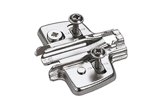 Kruismontageplaat met directe hoogteverstelling, vernikkeld, Rijboring 37 x 32 mm, Hettich Direkt met geleidetappen en speciale schroeven (voor boringen ø 5 x 7,5 mm), dikte 0.0 mm