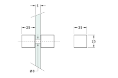Paire de boutons, pour verres 8/15, B25 H25, nickel brossé