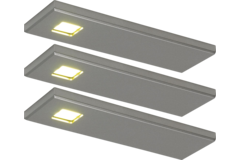 Set 3 d'lau Led rectangulaire sous-encastré 3W 3200K look inox touch 10w avec dimmertransfo