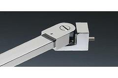Barre raidisseur mur/verre fixe avec articulation murale et pince basse, pour verres 8/12, L1041, effet inox brossé