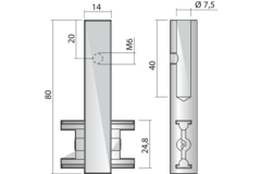 Support central pour barre de penderie Linear 2 noir