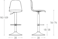 Tabouret lemon rvs carré|nobel taupe 