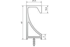 Profil de poign. a fraiser l:5100mm inox look  