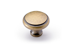 Bouton Solva, H 23 mm, ø 30 mm, aspect laiton antique