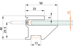 Glasplaatdragerprofiel, voor 10 mm glas, B50 H40 L3000, ral9010 glanzend wit