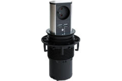 Elevator look inox b-f 1 prise + chargeur usb  