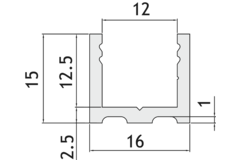 Zijprofiel voor vast glas l 3000mm alu mat