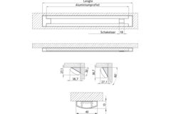 LD8003 a-SMD led profil à poser 580mm 4000°k 8W 24 v+interrupteur 