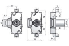Serrure bascule 759 à enfoncer 15mm ga/dr nickelee