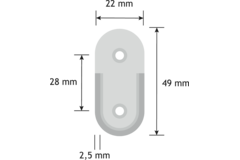 Supp. tube de penderie ovale ouvert alu noir  