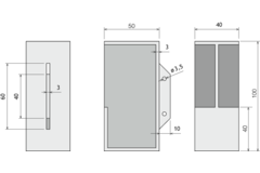 Poignee porte coulissante peh46 40mm inox  
