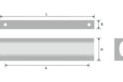 poignée  0164 alu anod. 650mm 2 forages 