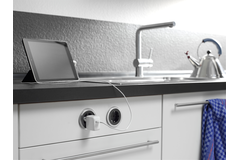 Pix inbouwstopcontact b-f  wit/zwart/rvs-look