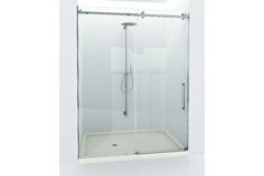 Kit douche coulissant mur/mur pour verre fixe scellé,  côté droit, pour verres 8, inox brillant