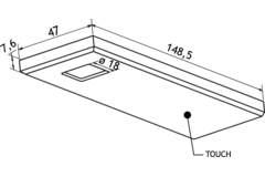Set 3 d'lau Led rectangulaire sous-encastré 3W 3200K look inox touch 10w avec dimmertransfo