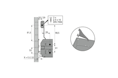 Frontsteun voor kastenwandsystemen, staal, Aluminiumkleurig, links/rechts