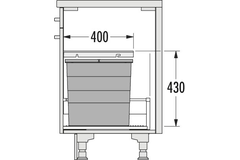 Hailo allegro k.60 cm h.380 mm 2x28l antraciet