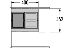 Hailo cargo aqua k.60cm 2 x 13l antraciet SoftClose - volledig uittrekbaar
