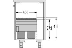 Hailo cargo aqua k.60cm 2 x 13l antraciet SoftClose - volledig uittrekbaar