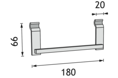 KOS HAAKREK ALU ZWART  66x180x10mm