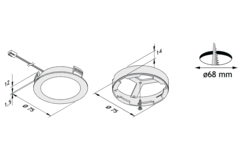 Hera set 4 x FR-68 led 4W 24V 3000K RVS-look+ transfo led 30W
