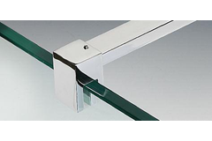 Barre raidisseur mur/verre fixe avec articulation murale et pince basse, pour verres 8/12, L1041, effet inox brossé