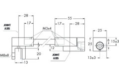 Stabilisatiestang wand/glas met dubbele scharnier, voor 8/12 mm glas, L1557, chroom