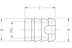 Moufle d.10mm int.M6 - 13mm blanc 