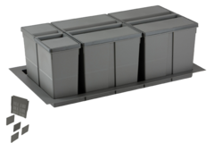 Ladeafvalsysteem 9xl line k.900mm h.207mm20 L + 20 L + 20 L + 9 L oriongrijs