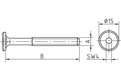 Verbindingsvijs M6-20mm cylinderkop Binnenzeskant SW4 verzinkt