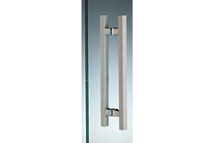 Paire de poignées de tirage carrées, pour verres 6/12, B15 H15 L310, aluminium effet inox brossé