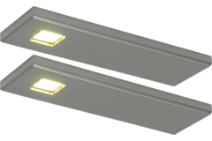 Set 2 d'lau Led rectangulaire sous-encastré 3W 3200K look inox - touch 10w avec dimmertransfo