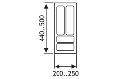 Inleglade k.30 cm alu grijs b200-250 d440-500 mm