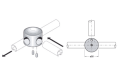 Pba 500-alu t-verbindingsstuk 3 wegbuizen 25mm
